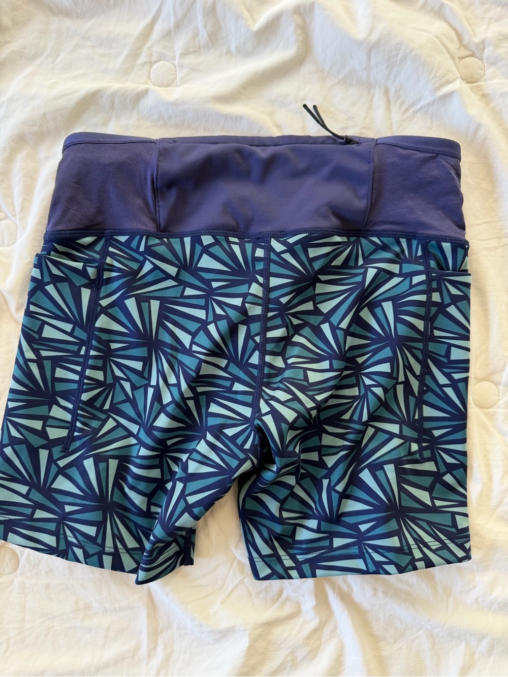 Rabbit Women’s Blue Geometric Running Shorts - Picture 3 of 3